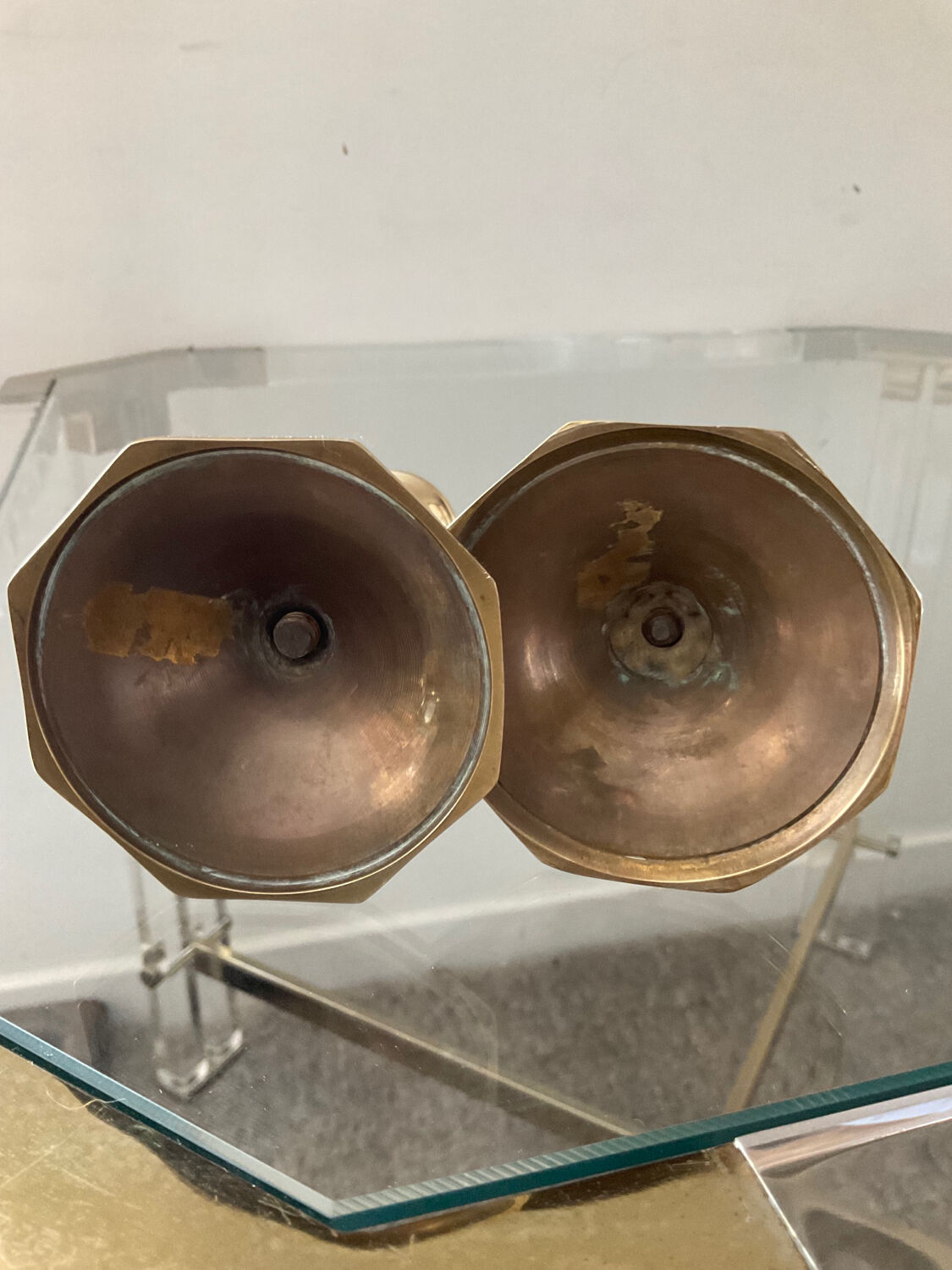 Pair of vintage brass candle holders