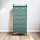 Old grey green high chest of drawers H160