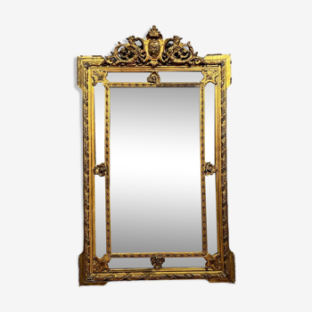 Miroir a pares closes en bois doré époque Napoléon III circa 1850 (195cm)