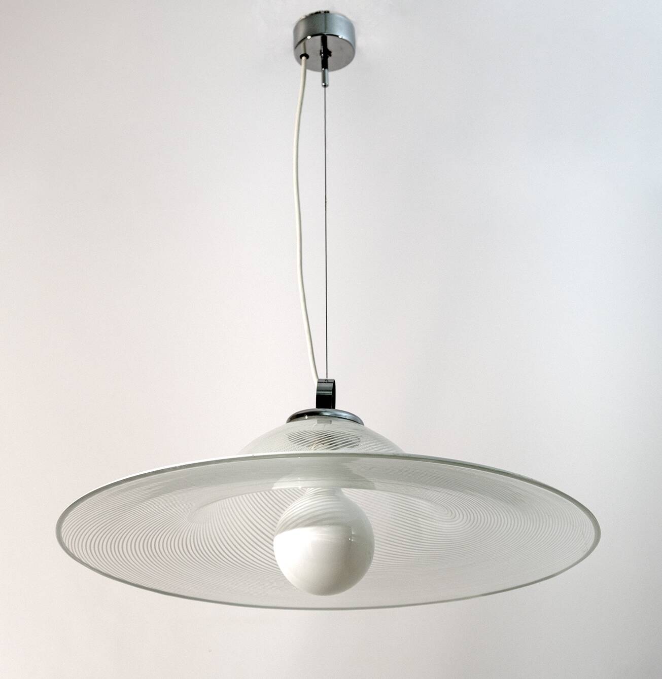 Mid-Century Modern Italian Murano Spiral Glass Pendant Lamp, 1970s