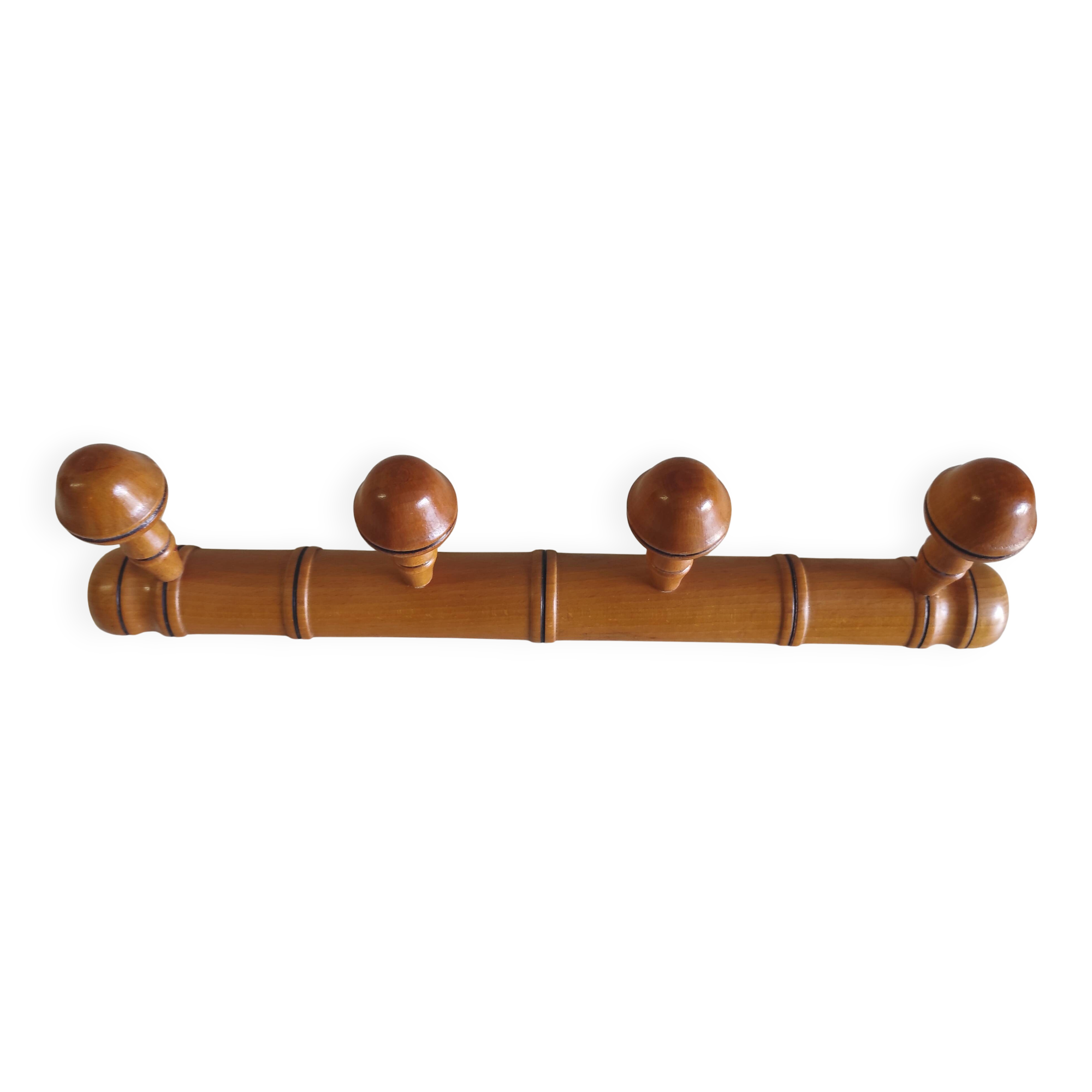 Solid wood coat rack turned in a bamboo style - mid 20th century.