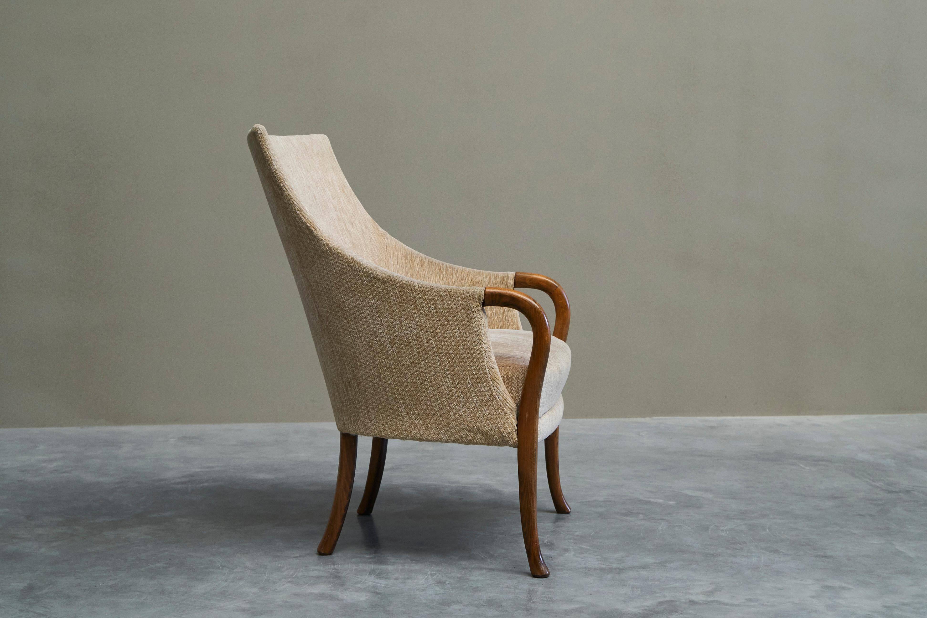 Mid-Century armchair in wool and beech, 1950s