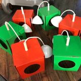 Serie de 6 lampes vintage tôle pliee space age anciennes