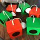 Series of 6 vintage space age folded metal lamps