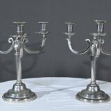 Pair of “Le Lingot” Candelabra in Pewter – Mid 20th Century