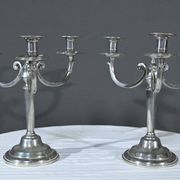 Pair of “Le Lingot” Candelabra in Pewter – Mid 20th Century