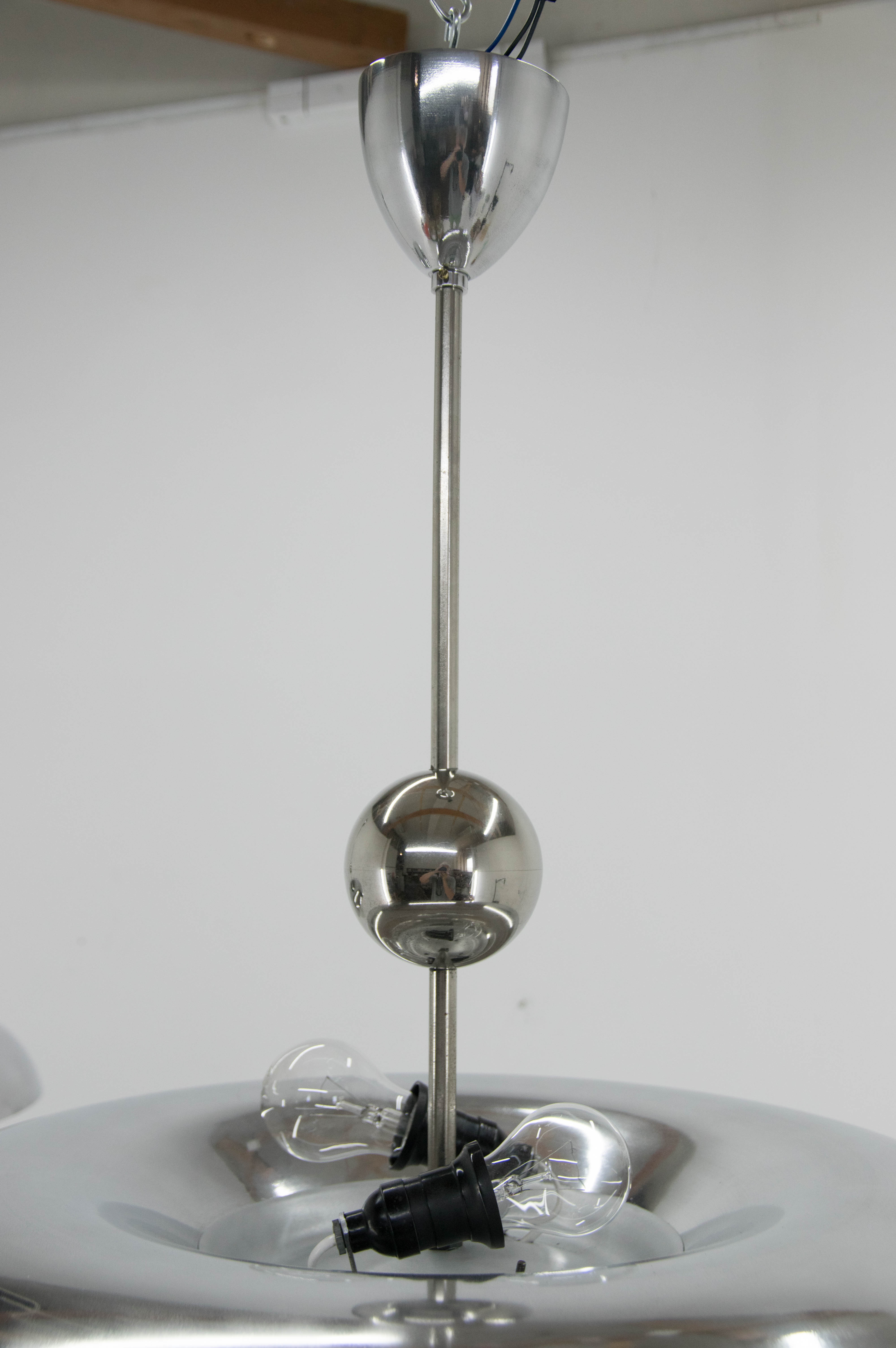 Set of Two Bauhaus Chandeliers, 1930s, Restored