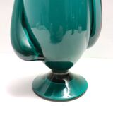 Vintage Teal Encased and Hand-Blown Murano Glass Flower Vase, Italy