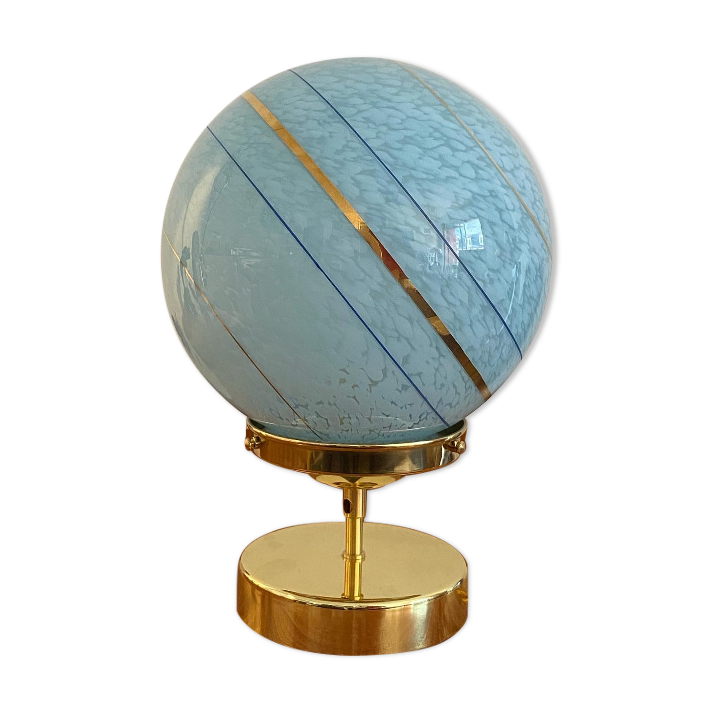 Lampe à poser verre de clichy bleu