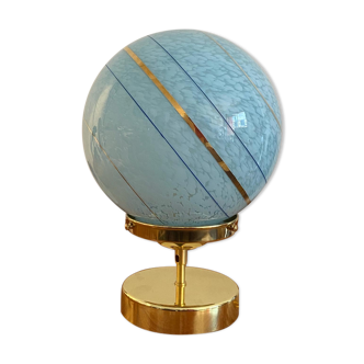 Lampe à poser verre de clichy bleu