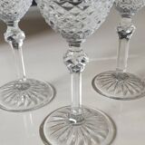 Set of 6 Large Red Wine Glasses. Bohemian Crystal. Diamond-tipped.