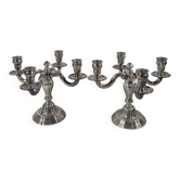 Pair of solid silver 950 candelabra in Louis XVI style
