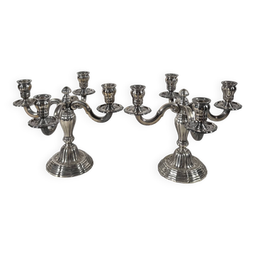 Paire de Candélabres en argent massif 950 style Louis XVI