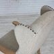 1970s, Danish highback armchair, furniture wool, solid oak wood.