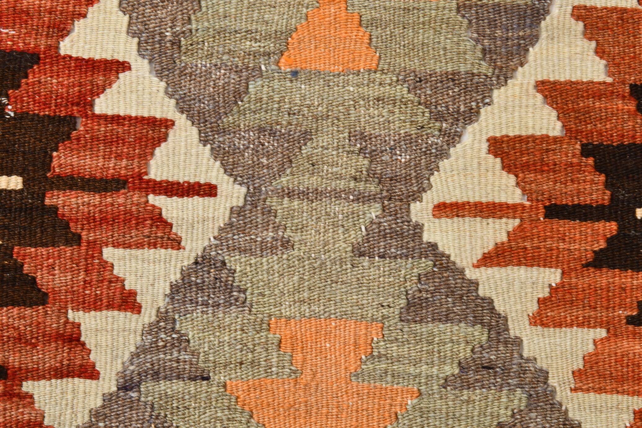 6x11 Geometric Pattern Turkish Vintage Kilim Rug, 172x346Cm