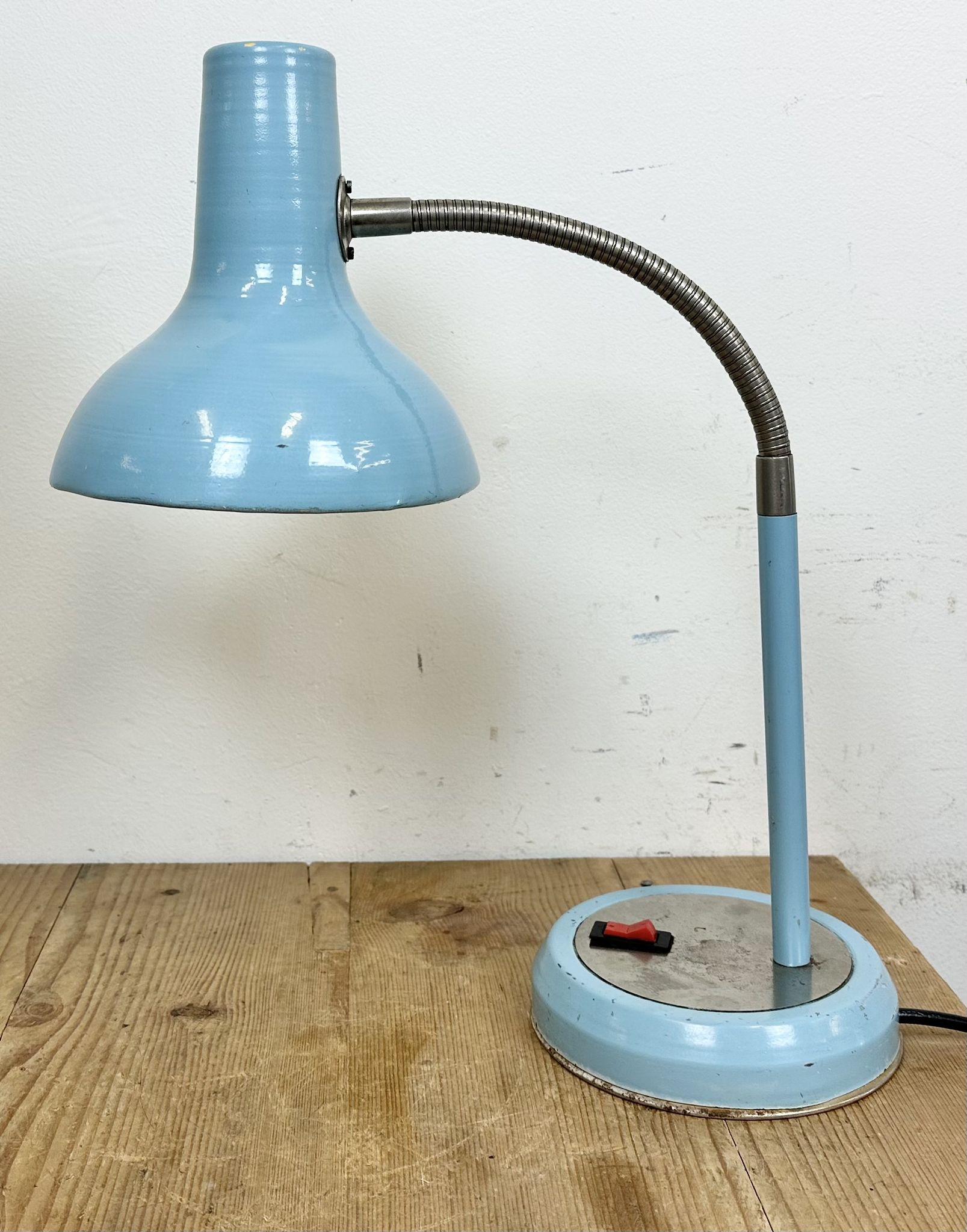 Blue Industrial Gooseneck Table Lamp, 1960s