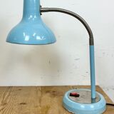 Lampe de table industrielle en col de cygne bleu, années 1960