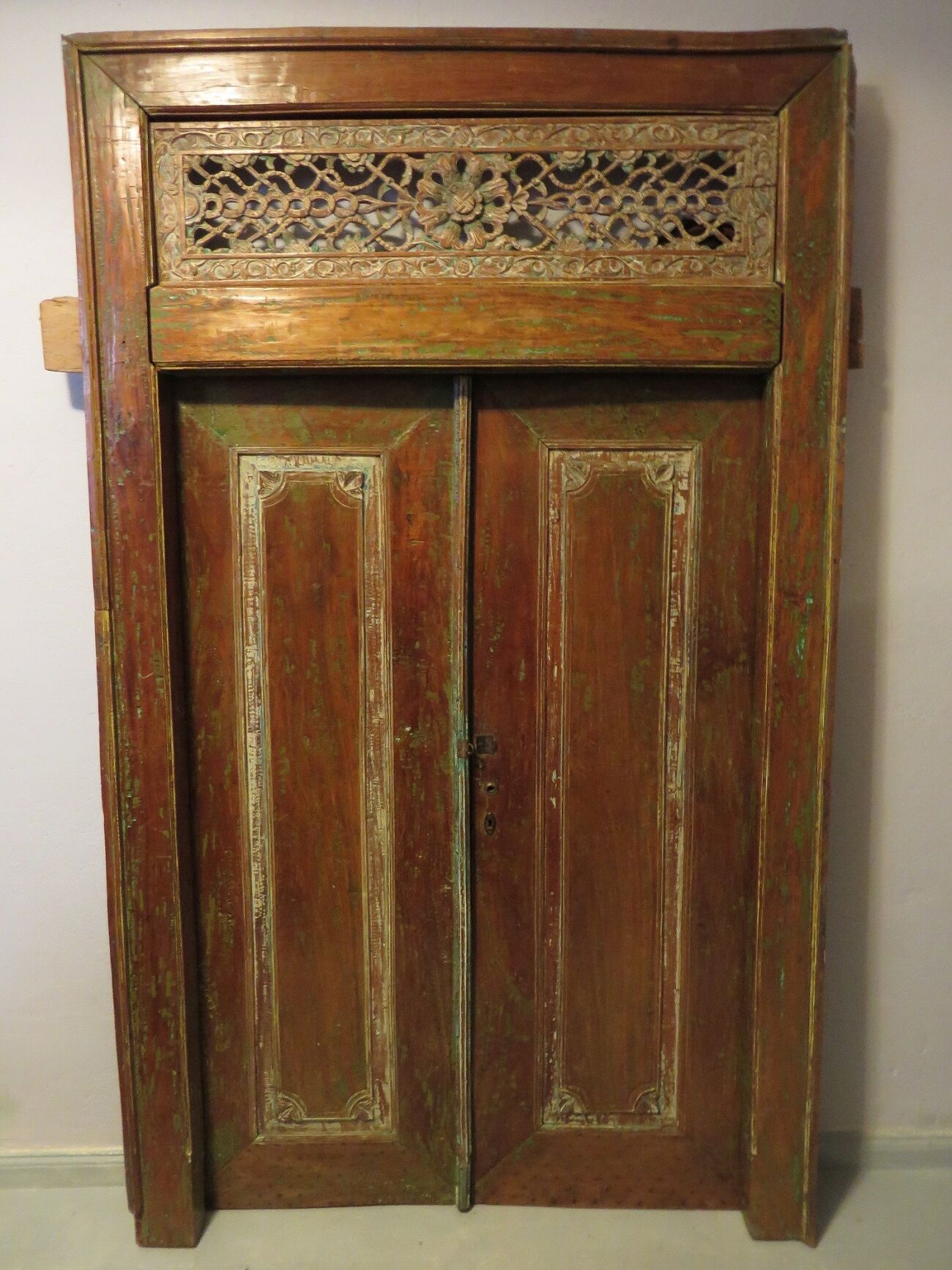 Antique pair of patinated teak doors, 1900