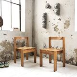Duo of les arcs mountain pine chairs