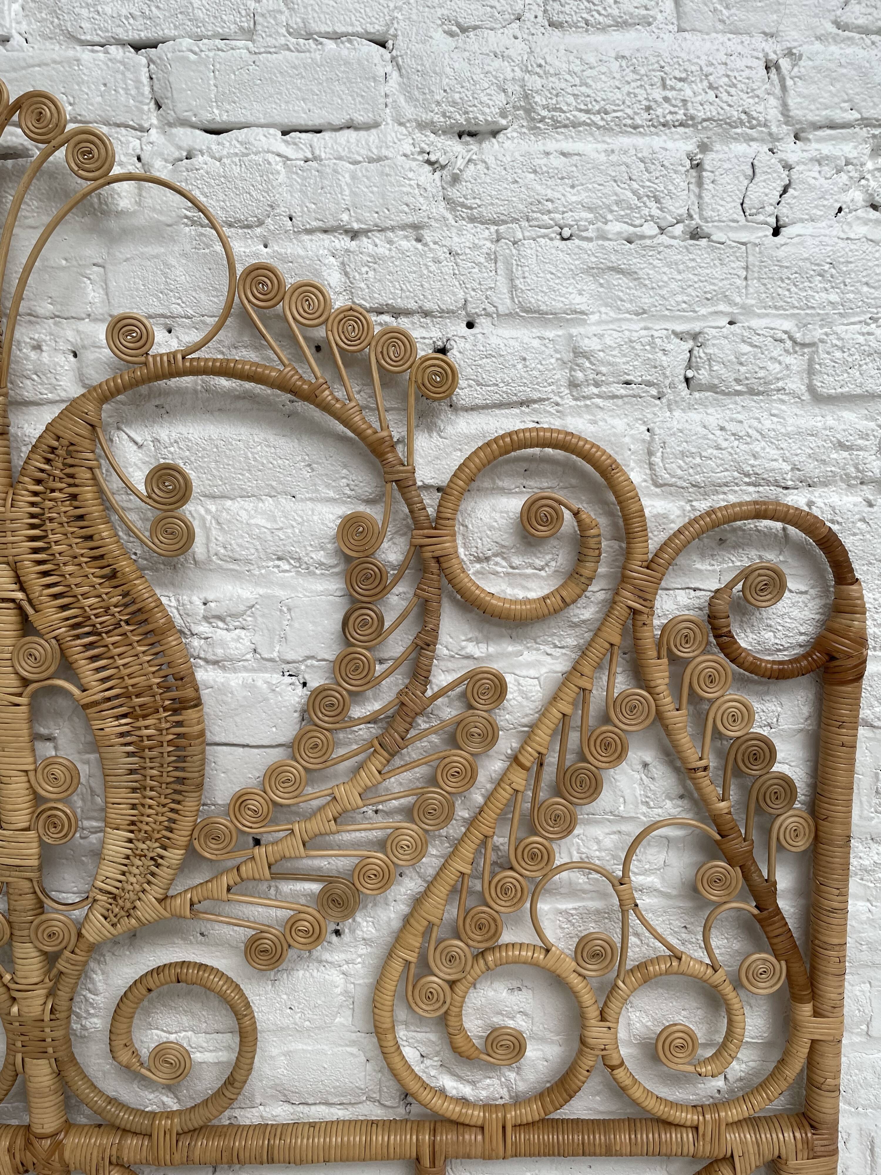 Peacock style rattan headboard