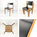 Chaise empilable vintage design danois en bois noir style scandinave Mid-Ce