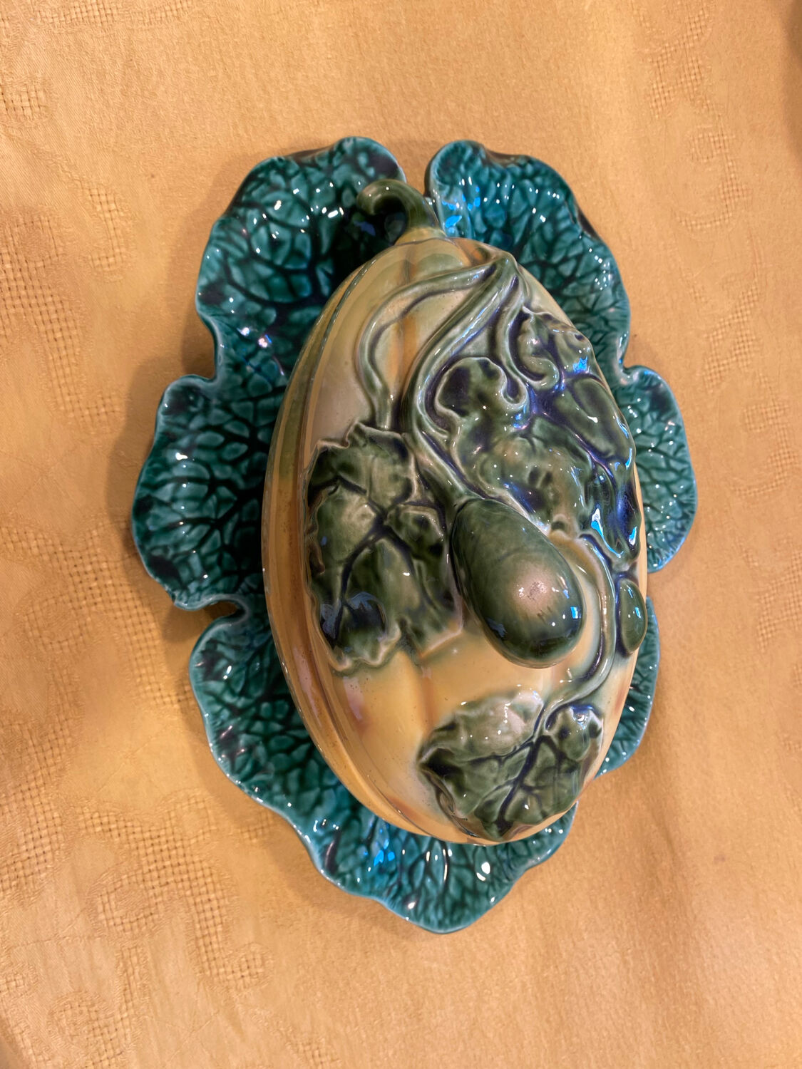 Barbotine Soup Tureen Sarreguemines