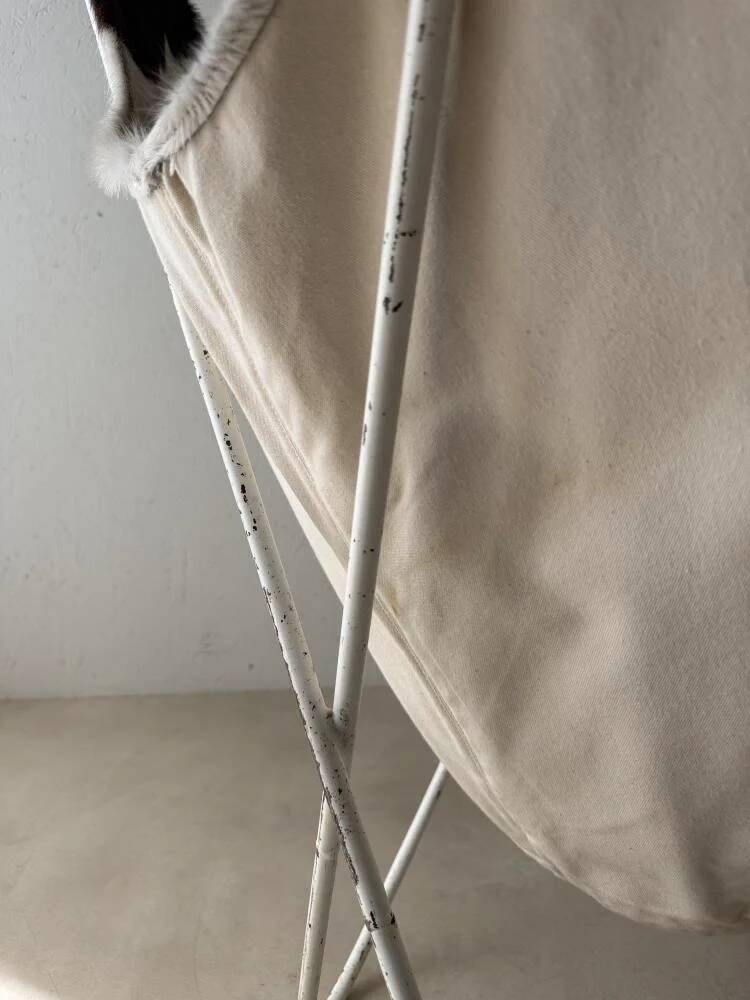 Fauteuil papillon vintage en cuir de vache des années 1970