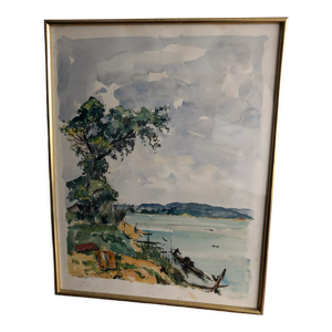 Aquarelle de Georges Prestat Fleuve