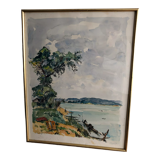 Watercolor by Georges Prestat River in Central African Republic