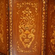 Pair of three-panel screens made of Dutch hardwood and walnut.