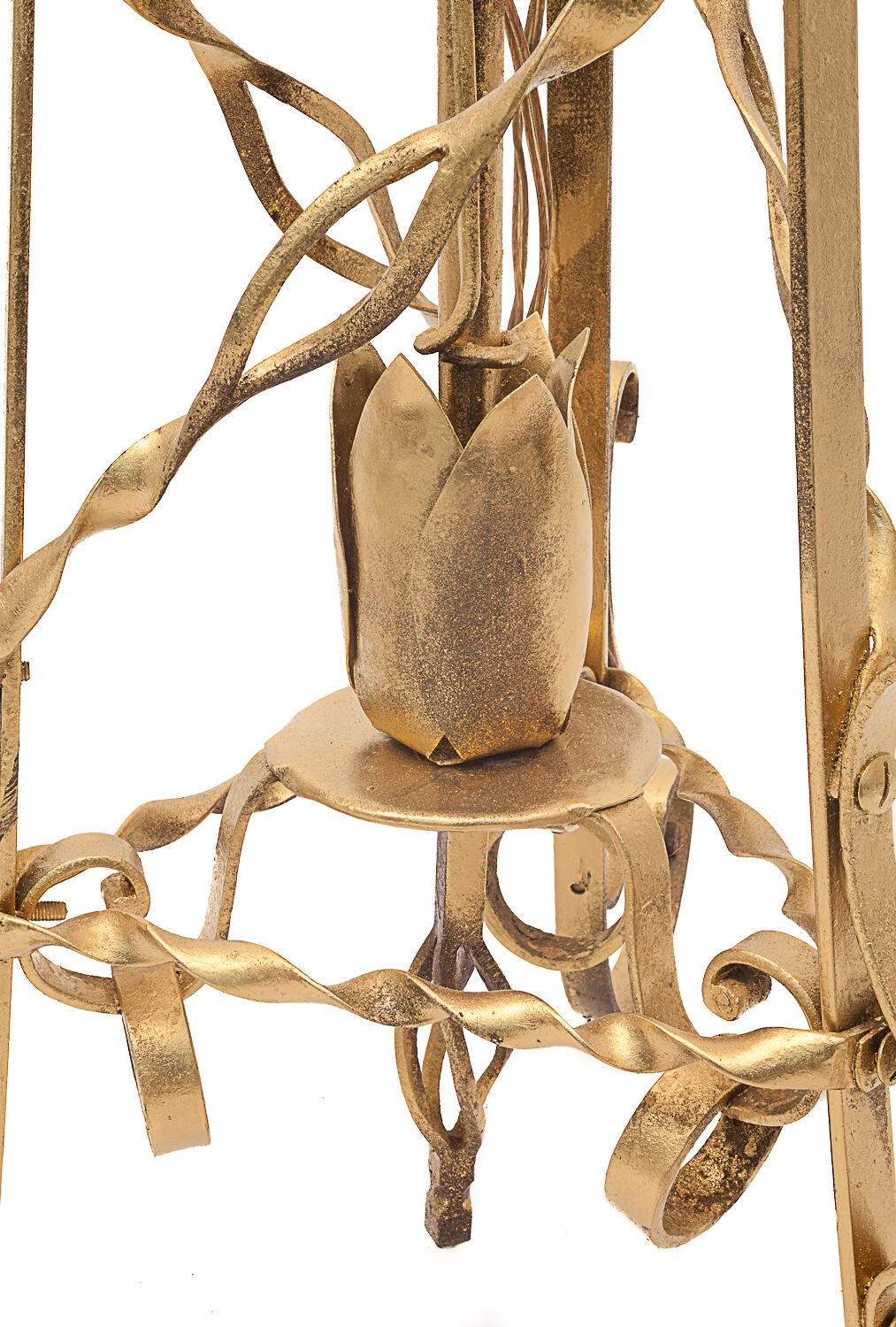 Wrought iron floor lamp, Merceris, 1950