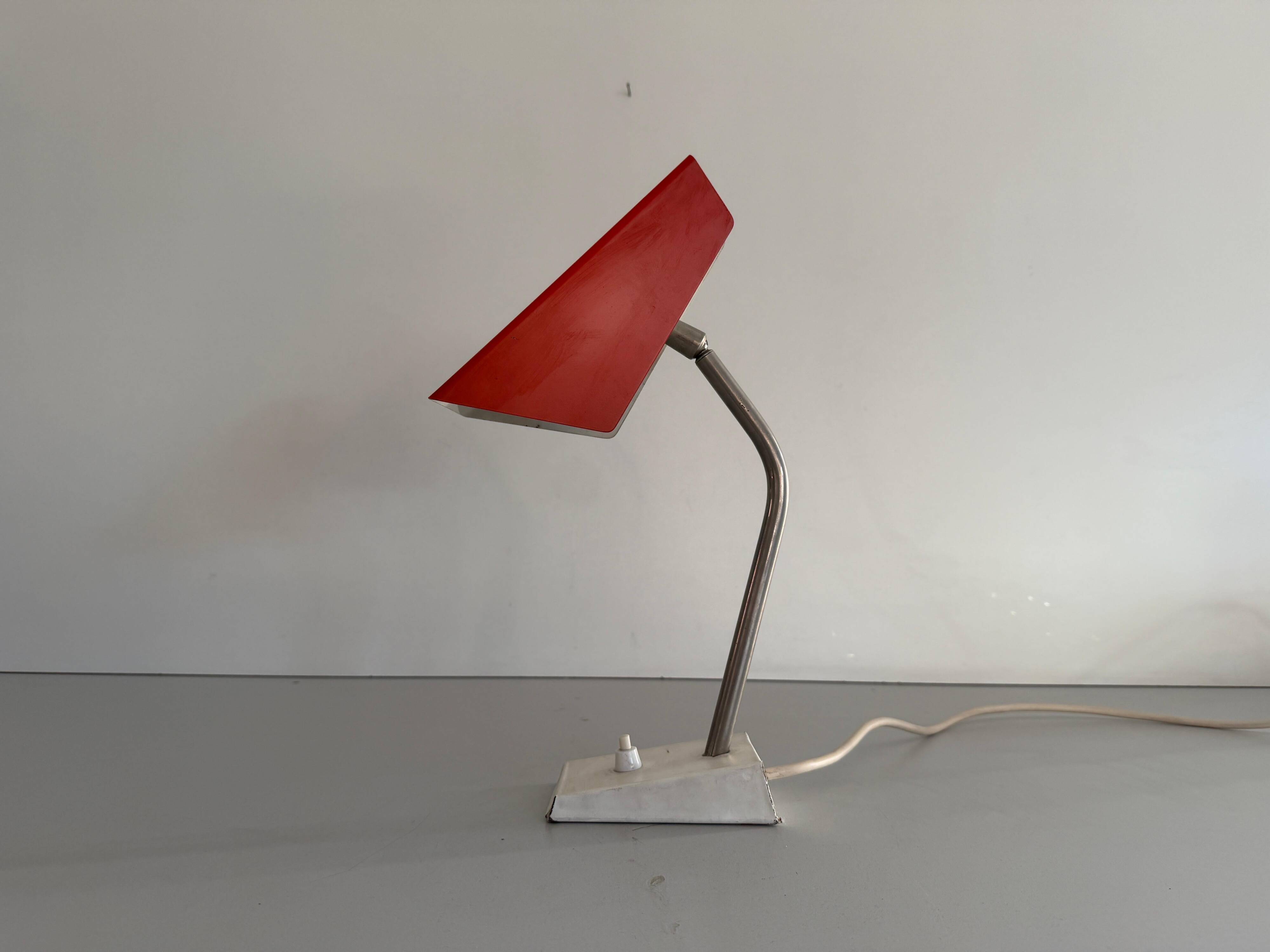Table lamp with a red metal head, 1960, Germany