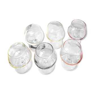 Six coloured digestive glasses