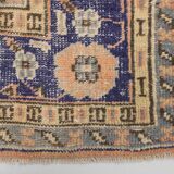 Orange & navy blue turkish vintage rug