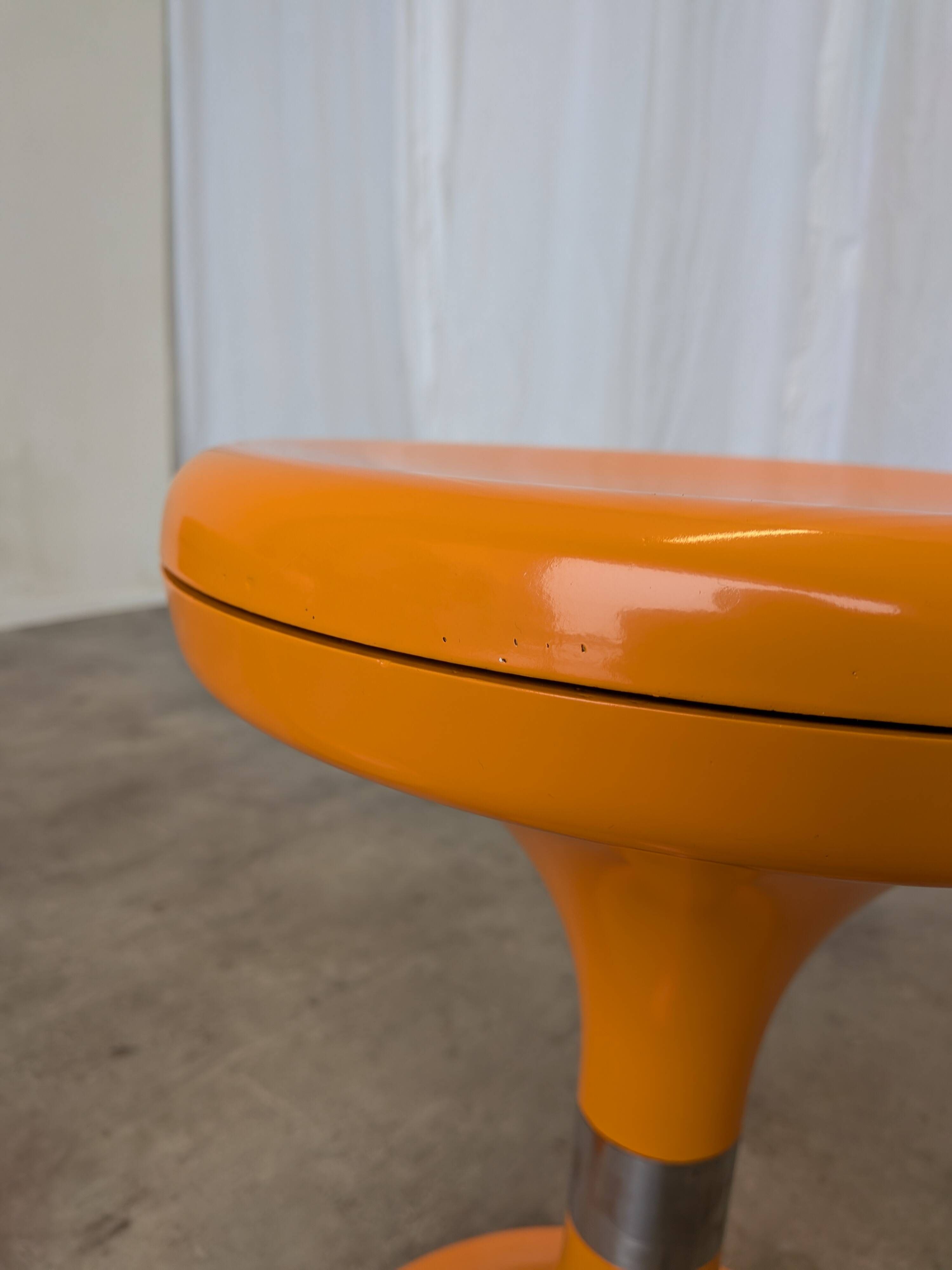 Set of 2 Orange Vintage Mushroom Stool “Jurček” by Meblo, 1960s – Space Age