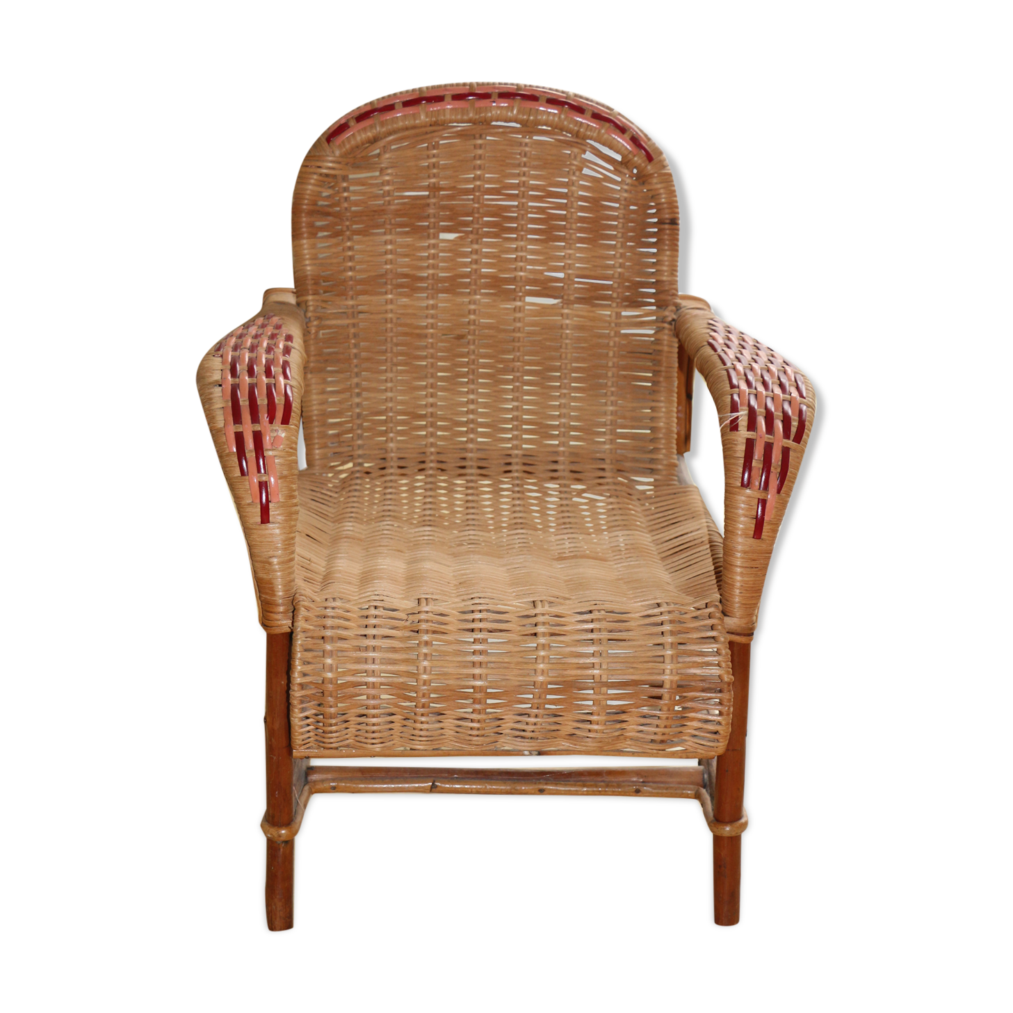 Fauteuil en rotin enfant vintage