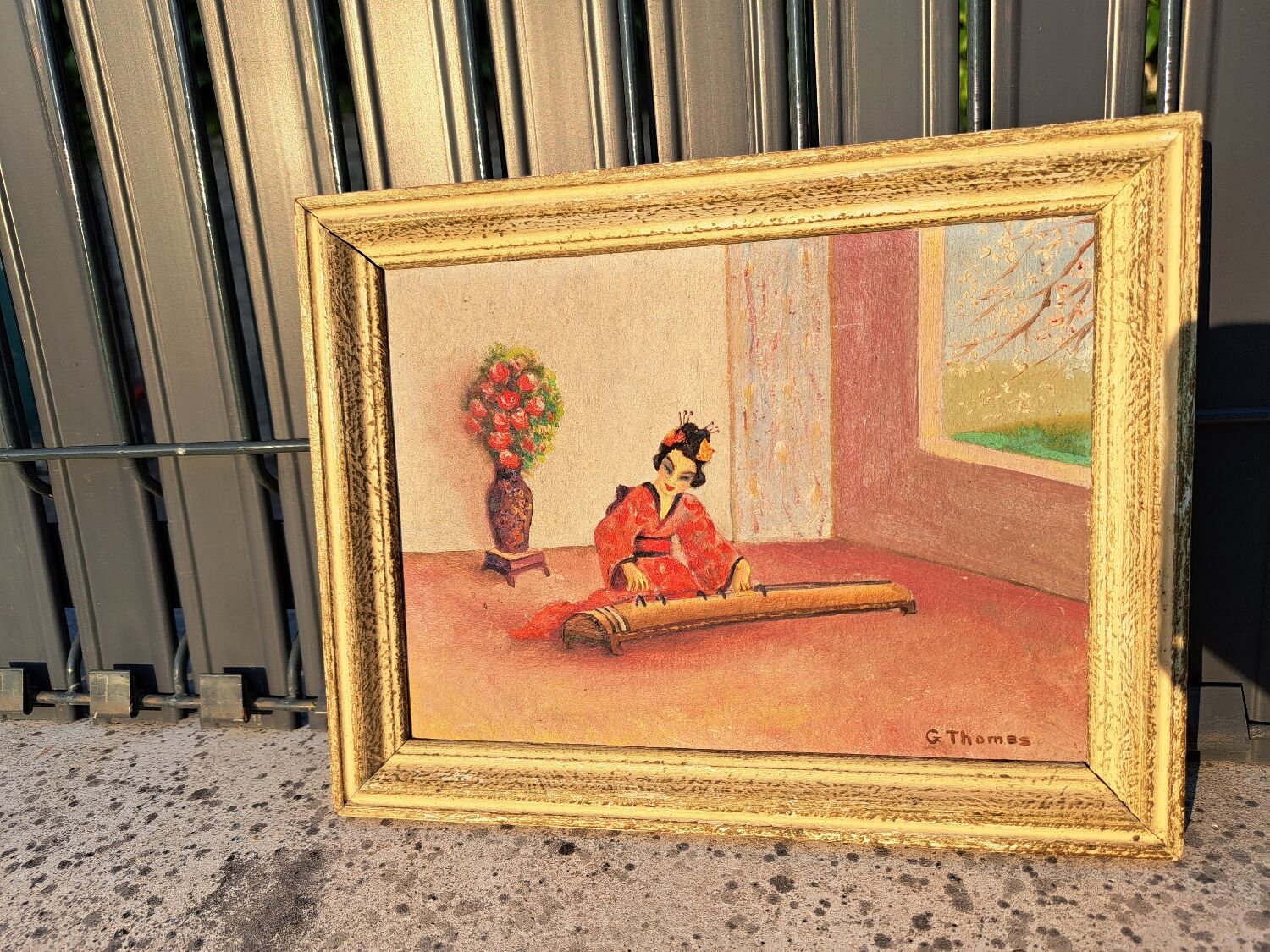 Painting "geisha with zither"