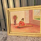 Painting "geisha with zither"