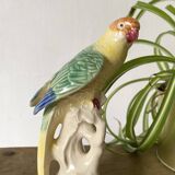 Ceramic parakeet, exotic bird in slip