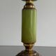 Mid-century side table in green marble with a brass base, 1960s, Italy.