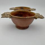2 stoneware bowls with vine and grape decorations signed
