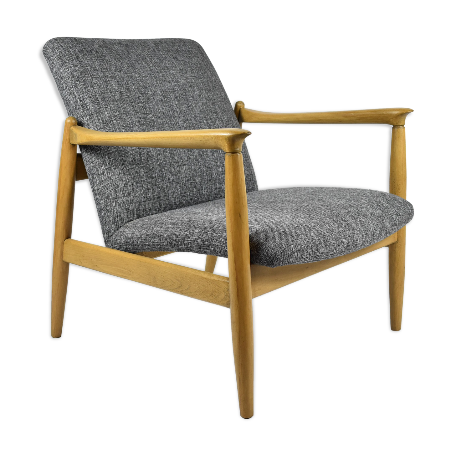 fauteuil restauré original GFM-64 designer E.Homa années 1960, gris foncé