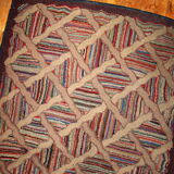 Old american carpet hooked handmade 88cm x 252cm 1880s