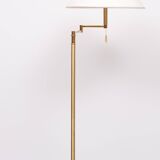 Brass swing arm floor lamp with shade 1970s
