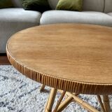 Table basse ronde en rotin plateau