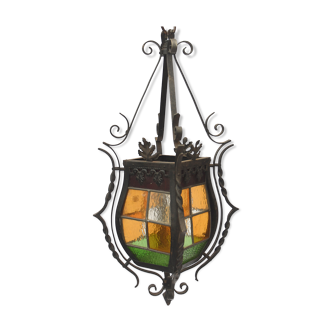 Metal lantern and colored windows