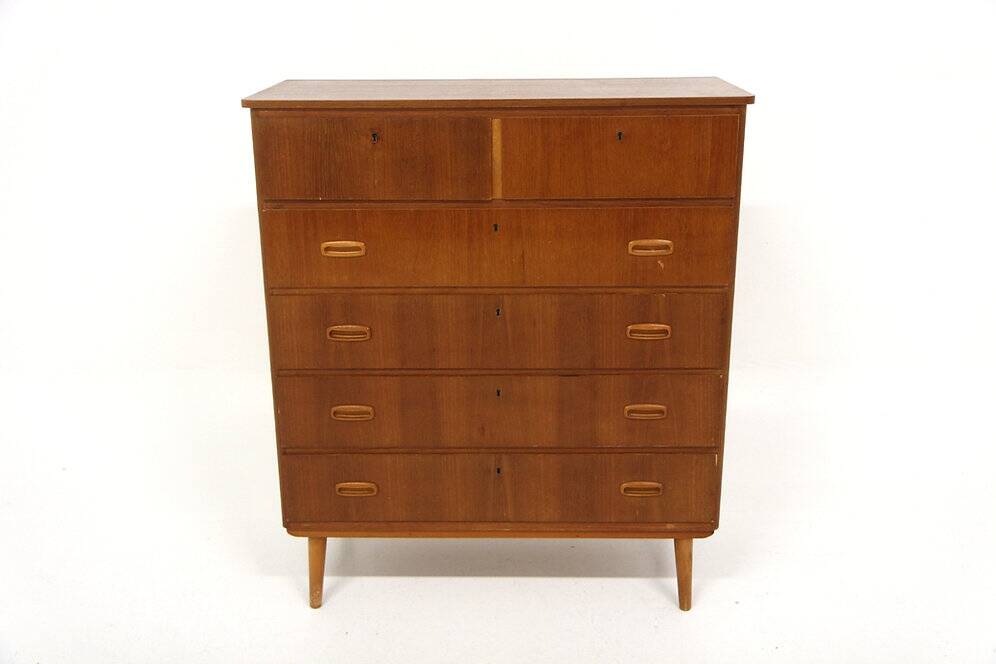 Commode scandinave "tallboy" en teck, Suède, 1950
