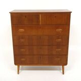 Commode scandinave "tallboy" en teck, Suède, 1950