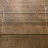 Half-moon design shelf in chromed metal and glass