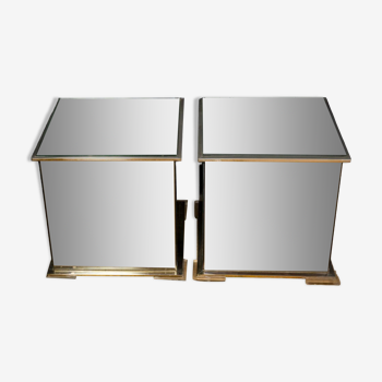 Jeu de tables d’appoint miroir en verre
